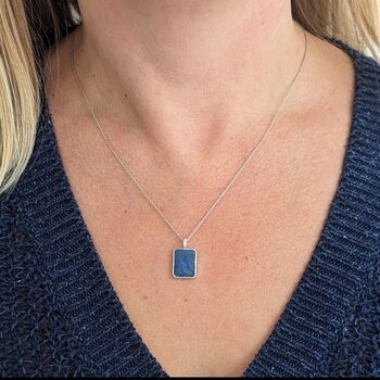 The Rectangle Lapis Lazuli Necklace, Silver, 2 of 8