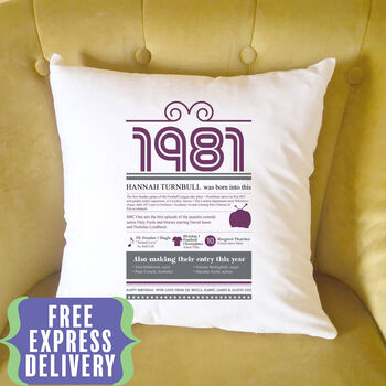 Personalised Birth Year Cushion, 2 of 7