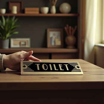 Toilet Metal Door Sign Art Deco Or Modern, 4 of 6