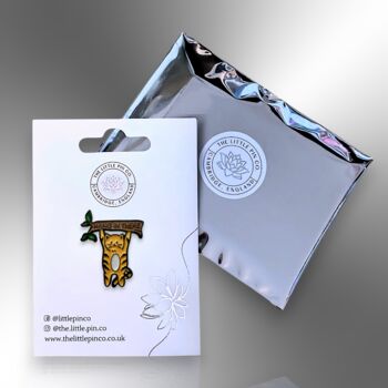 Small Hang In There Cat Tiger Cat Enamel Pin, Encouragement Brooch Badge, Mental Health, Supportive Friendship Gift, 5 of 8