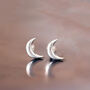 Sterling Silver Crescent Moon Stud Earrings, thumbnail 3 of 7