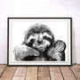Sloth Charcoal Fine Art Print By Bex Williams, thumbnail 1 of 3