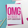 'Omg!' Happy Anniversary Card In Pink, thumbnail 1 of 2