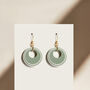 Green And Cream Circular Earrings, thumbnail 1 of 6