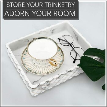 Marble White Resin Vanity Decorative Tray, 3 of 7