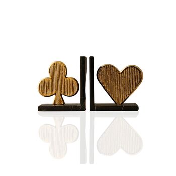 Handmade Clover And Heart Brass And Marble Bookend Set, 2 of 2