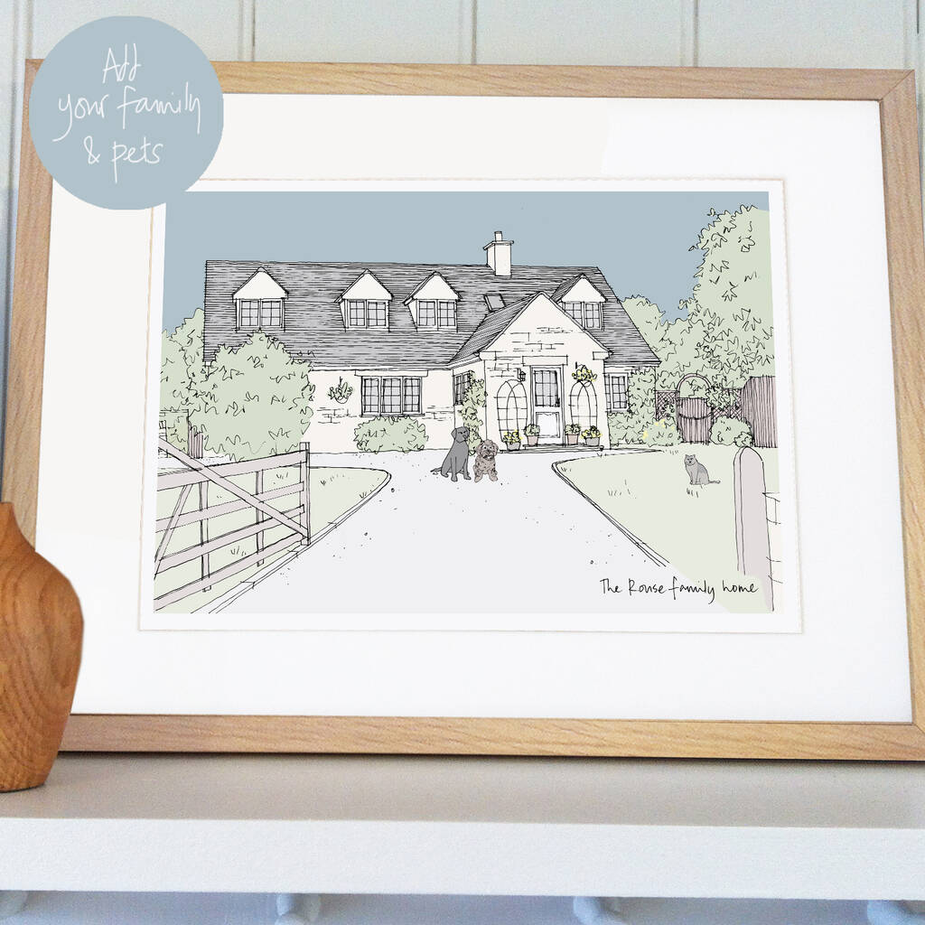 Personalised Hand Drawn House Portrait Illustration, 1 of 12
