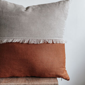 Frill Linen Cushion Cover Half Terracotta, 5 of 5