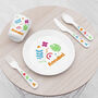 Personalised Kids Colourful Shapes Dinner Set, thumbnail 2 of 6