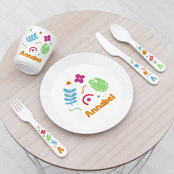 Personalised Kids Colourful Shapes Dinner Set, 2 of 6