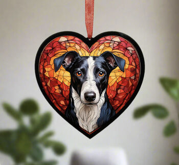 Whippet Stained Glass Effect Heart Suncatcher, 2 of 7