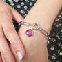 Silver October Birthstone Pink Tourmaline Bracelet, thumbnail 2 of 4