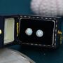 Sterilng Silver Blue Opal White Opal Stone Crystal Stud Earrings, thumbnail 2 of 10