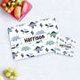 Personalised Name Children's Blue Dino Placemat Set, thumbnail 1 of 4