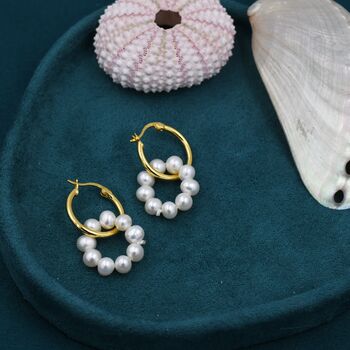 Pearl Wreath And Hoop Earrings Sterling Silver, 2 of 9