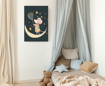 Catching The Stars Mouse Nursery Art Print, 2 of 4