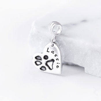 Personalised Pet Paw Print Silver Charm, 3 of 9