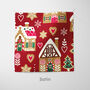 Red Gingerbread House Christmas Cushion, thumbnail 6 of 7