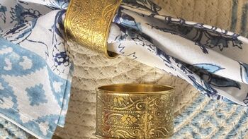 Set Of Six Table Napkin Rings Silver, Antique Gold, 10 of 11