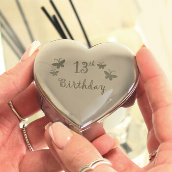 13th Birthday Butterflies Heart Trinket Box, 2 of 7