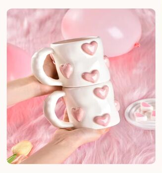 Monaco White Baby Pink Ombré Marshmallow Love Hearts Gift Mug, 5 of 5