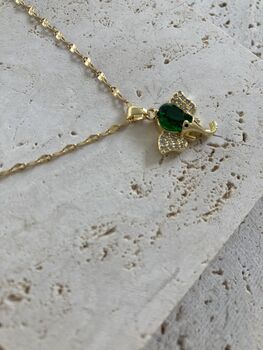 18 K Gold Plated Elephant Pendant Necklace Emerald, 4 of 12