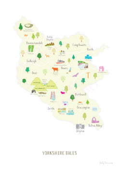 Map Of Yorkshire Dales National Park Art Print, 3 of 6