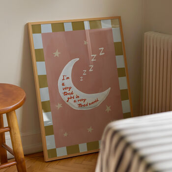 Tired Girl Moon Print, 3 of 10