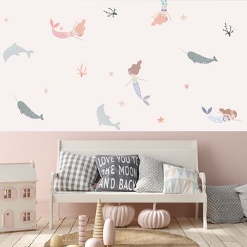 Mermaid And Dolphin Fabric Wall Stickers, 3 of 5