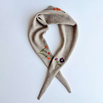 Hand Embroidered Meadow Floral Neck Scarf Gift For Her, 4 of 12