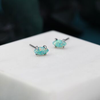 Extra Tiny Green Opal Marquise Stud Earrings, 2 of 12