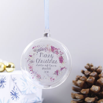 Personalised Wreath 'Merry Christmas' Flat Bauble, 6 of 8