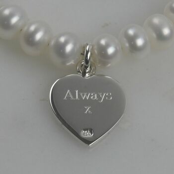 Pearl Bracelet For Mum With Personalised Heart, 2 of 5