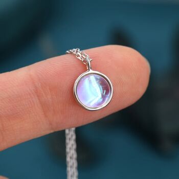Moonstone Coin Pendant Necklace In Sterling Silver, 5 of 9