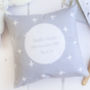 New Baby Personalised Grey Bunny Cushion, thumbnail 2 of 4
