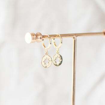 North Star Huggie Hoop Earrings, 8 of 11