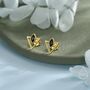 Sterling Silver Triangle And Black Marquise Cz Arrow Stud Earrings, thumbnail 4 of 12