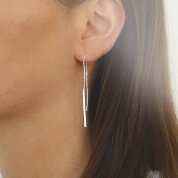 Sterling Silver Bar Threader Earrings, 2 of 5