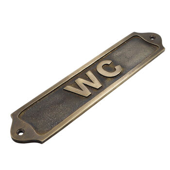 Custom Wc Sign Brass Plaque With Vintage Finish, 4 of 11