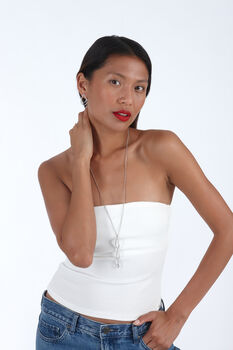 Sterling Silver Petal Drop Necklace Adjustable Chain Pendant Long Length Necklace Handmade Layered Necklace Pendant, 8 of 12