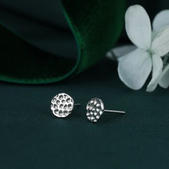 Hammered Coin Stud Earrings In Sterling Silver, 2 of 12