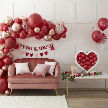 Valentines Red, Pink, Rose Gold Chrome Balloon Arch Kit, 2 of 4