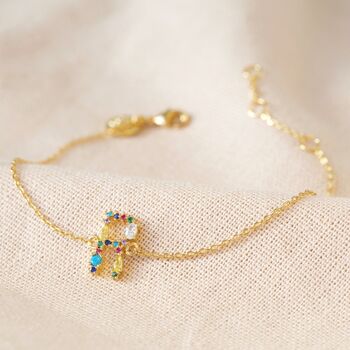 Rainbow Crystal Initial Bracelet In Gold Plating, 7 of 12