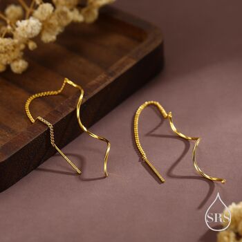 Sterling Silver Swirl Design Ear Threaders, 2 of 11