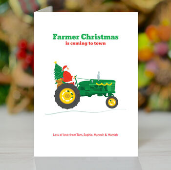 Personalised Farmer Christmas Tractor Card, 6 of 8