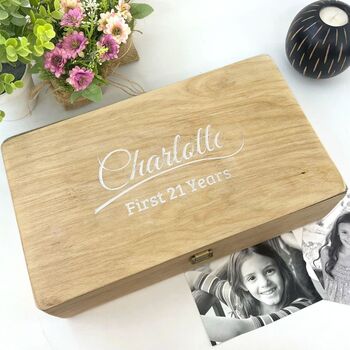 Personalised 21st Birthday Wooden Keepsake Box, 2 of 10