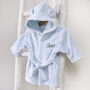 Personalised Blue Baby Dressing Gown With Ears On Hood, thumbnail 2 of 5