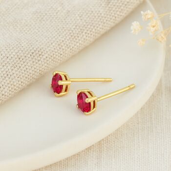 9ct Gold July Birthstone Stud Earrings – 4mm, 3 of 5