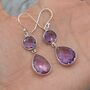 Amethyst 925 Silver Earrings: February Birthstone, thumbnail 8 of 9
