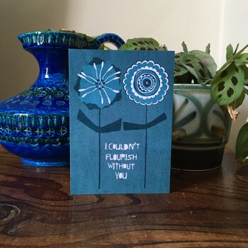 Romantic Floral Floral Card, Sustainable Paper, Blue, 3 of 5